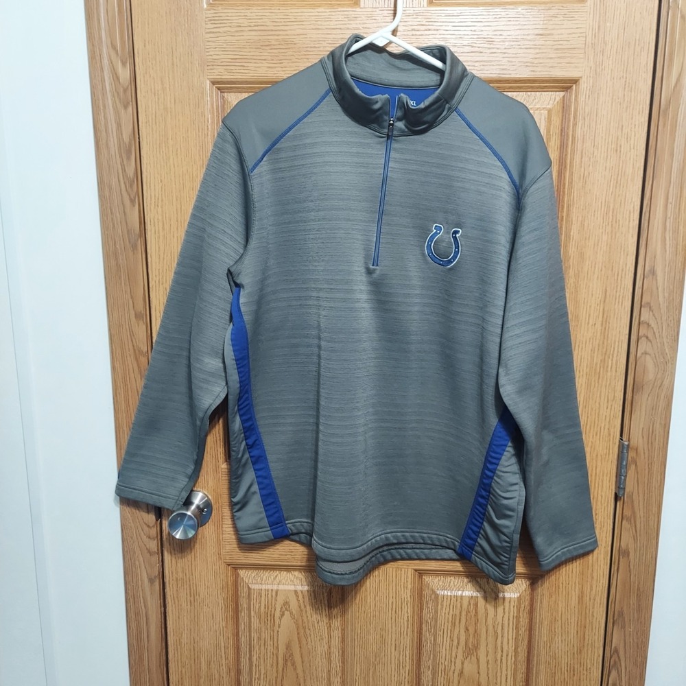 Antigua Indianapolis Colts NFL Pullover Logo 1/4 Zip Jacket Gray Size XL‎